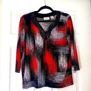 Multi-colored tunic with sequence v-neck